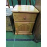 Pine bedside cabinet. Estimate £10-15.