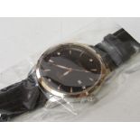 Brand new, in box, Strada Genoa gentleman's wristwatch with leather strap. Estimate £10-30.