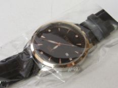 Brand new, in box, Strada Genoa gentleman's wristwatch with leather strap. Estimate £10-30.