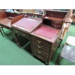 Victorian bureau & desk, half rail to back, 4 drawers to side & stationery drawers to top, 106cms