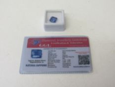 Square cut natural sapphire, weight 6.85ct, with certificate. Estimate £50-70.