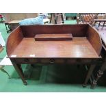 Mahogany desk with centre frieze drawer, side & rear panel, inkwell holder on tapered legs, 108cms x