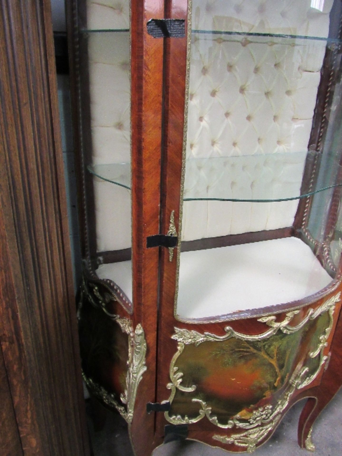 Ornate Bombe French style display cabinet with ormolu mounts & painted panels to base, 2 interior - Image 3 of 3