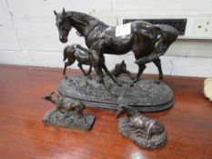 Metal figure of mare & foal together with a foal figurine, signed R Sefton. Estimate £50-80.