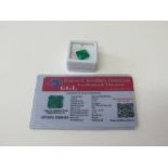 Natural emerald gemstone, octagon cut, weight 7.45ct, with certificate. Estimate £50-70.