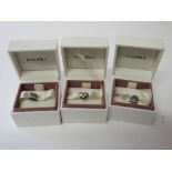 3 original retired Pandora silver charms. Estimate £25-35.
