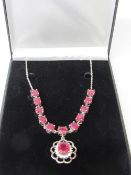 Sterling silver & created ruby necklace. Estimate £15-25.