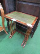 Nest of 2 mahogany side tables with leather skivers. Estimate £10-20.