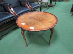 Walnut & oak circular occasional table with pie-crust edge, 75cms diameter x 52cms high. Estimate £