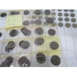 3 sheets of old 3 pences, halfpennies & pennies. Estimate £10-20.