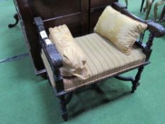 Small mahogany occasional set with arm rests carved with acanthus leaves on carved legs & double