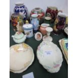 Qty of various vases, plates, jugs etc including Grimwade, Carltonware etc. Estimate £80-100.