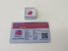 Cushion cut natural pink sapphire, 10.10ct, with certificate. Estimate £50-70.