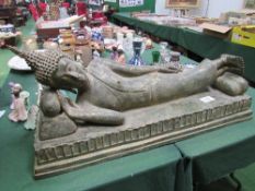 Thai metal recumbent Krishna figure, 96cms x 27cms x 40cms. Estimate £200-300.