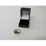 Sterling silver & black enamel poison ring. Estimate £24-30.