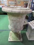 Pair of large garden urns, 63cms x height 95cms (1 repaired). Estimate £200-300.