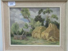 Framed oil on canvas, Windy Day by Marjorie Remnant