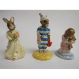 Royal Doulton figurines: Goodnight Bunnykins; Mother Bunnykins & Bridesmaid Bunnykins. Estimate £