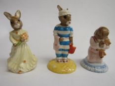 Royal Doulton figurines: Goodnight Bunnykins; Mother Bunnykins & Bridesmaid Bunnykins. Estimate £