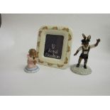 Royal Doulton figurines: Tryolean Dancer Bunnykins; Goodnight Bunnykins & a Bunnykins photo frame.