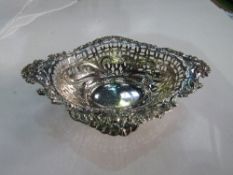 Silver pierced footed bonbon dish, fully hallmarked for London 1894 & with the maker's mark of the