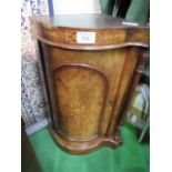 Walnut veneered serpentine corner cupboard, 42cms x 42cms x 88cms. Estimate £20-30.