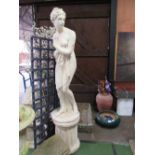 Statue of Pandora, on plinth, plinth 60cms & statue 160cms. Estimate £200-250.