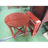 Two small dark wood collapsible occasional tables.  Estimate £15-20.