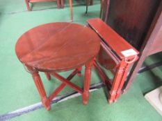 Two small dark wood collapsible occasional tables.  Estimate £15-20.