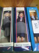 3 boxes Air Stewardess small dolls & doll's cradle. Estimate £20-40.