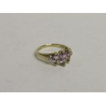 Hallmarked 9ct gold marcasite, amethyst & diamond ring, size L, weight 2.0gms. Estimate £40-60.