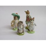 Royal Doulton John Beswick Studio figurines: Benjamin Bunny; Tom Kitten; Miss Moppett & Foxy