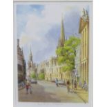 3 framed & glazed prints of views of Oxford by Valerie Petts. Estimate £30-50.