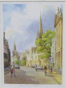 3 framed & glazed prints of views of Oxford by Valerie Petts. Estimate £30-50.