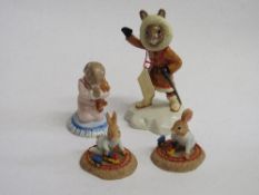 Royal Doulton figurines: 2x Harry at Play; Eskimo Bunnykins & Goodnight Bunnykins. Estimate £40-60.