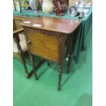 Mahogany pot cupboard on turned legs, 46cms x 39cms x 76cms. Estimate £5-10.