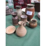 8 items of Studio Pottery. Estimate £20-30.