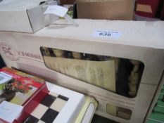 Large 'Battle of Trafalgar' chess set in wooden veneer box/board, in original box & box of Tetley