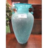 Blue frosted glass vase, height 45cms. Estimate £10-20.