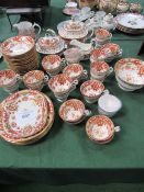 Qty of red & gold decorated part tea & coffee sets. Estimate £40-60.