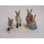 Royal Doulton figurines: Father, Mother & Victoria Bunnykins; Doctor Bunnykins & Girl Skater