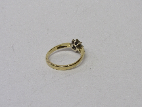 18ct gold, diamond & sapphire ring, size K, weight 2.6gms. Estimate £80-100. - Image 3 of 3