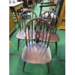 3 Ercol Windsor chairs. Estimate £30-60.