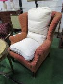 Wing armchair. Estimate £40-60.