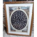 A fine and unusual framed poster of Members of 'The Coaching Club, 1877' in a mount with five