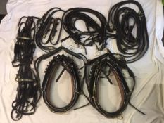 Set of black patent leather/brass PAIR harness to fit 15 hh plus, with 21ins collars, full