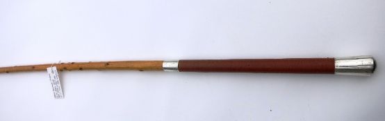 Holly team whip by Geoffrey Clothier, England with silver ferrule and butt cap hallmarked London