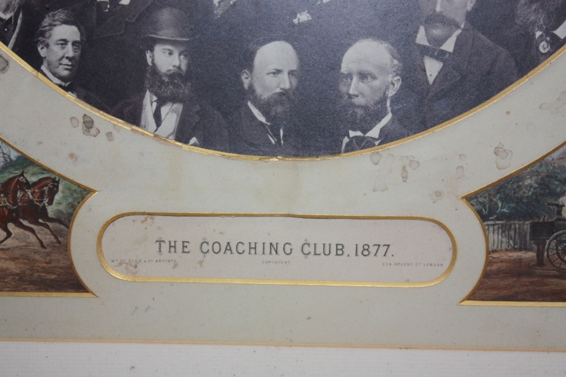A fine and unusual framed poster of Members of 'The Coaching Club, 1877' in a mount with five - Image 2 of 2