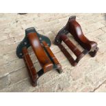 Two mahogany and metal collar racks by Musgrave, Belfast