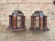 Two mahogany and metal bridle racks by Musgrave, Belfast